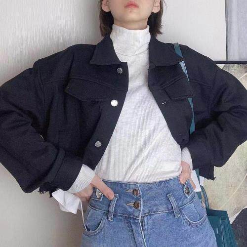 拼接设计短外套，女装短外套，G7V7