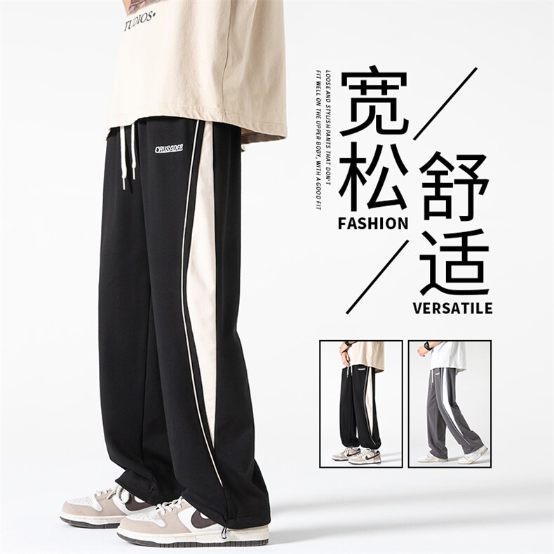 抖音直播数据款 春季新款撞色拼接宽松直筒休闲裤运动裤 K506-P38图片