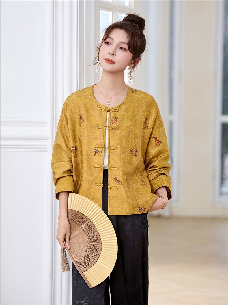 新中式休闲刺绣外套女春季2026新款流行高端洋气盘扣短款上衣,女装短外套,丽影随形