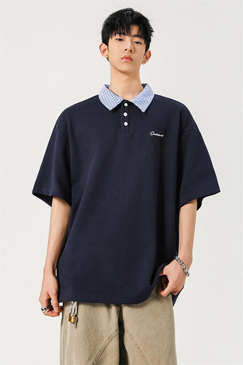 2025夏季新款高品质重磅280克POLO领格子假两件短袖T恤PT971-P40,男装T恤,星座508（原C305）