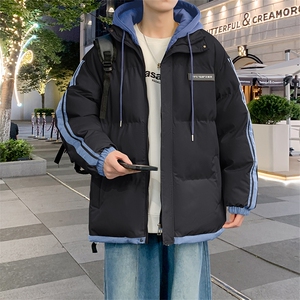棉服男冬季新款港风宽松假两件连帽棉衣MF8587-特P78图片
