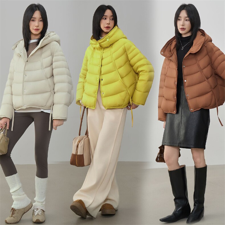 2025年冬季90白鸭绒连帽排骨羽绒服女，女装羽绒服，阳光伊恋