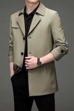 中青年男士2023年春季新款长袖纯色西服领外套商务休闲中长款风衣，男装风衣，电商B212（原钱塘6029）