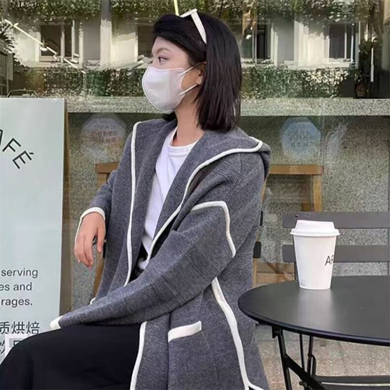 秋冬季羊毛条纹青春活力时髦款羊毛开衫短外套，女装羊毛衫，锦瑟羊绒