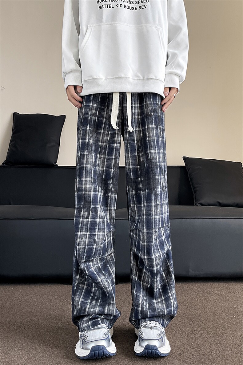 26春款松弛感休闲撞色时尚长裤cityboy格纹阔腿裤K640TP38,男装休闲裤,电商A102B