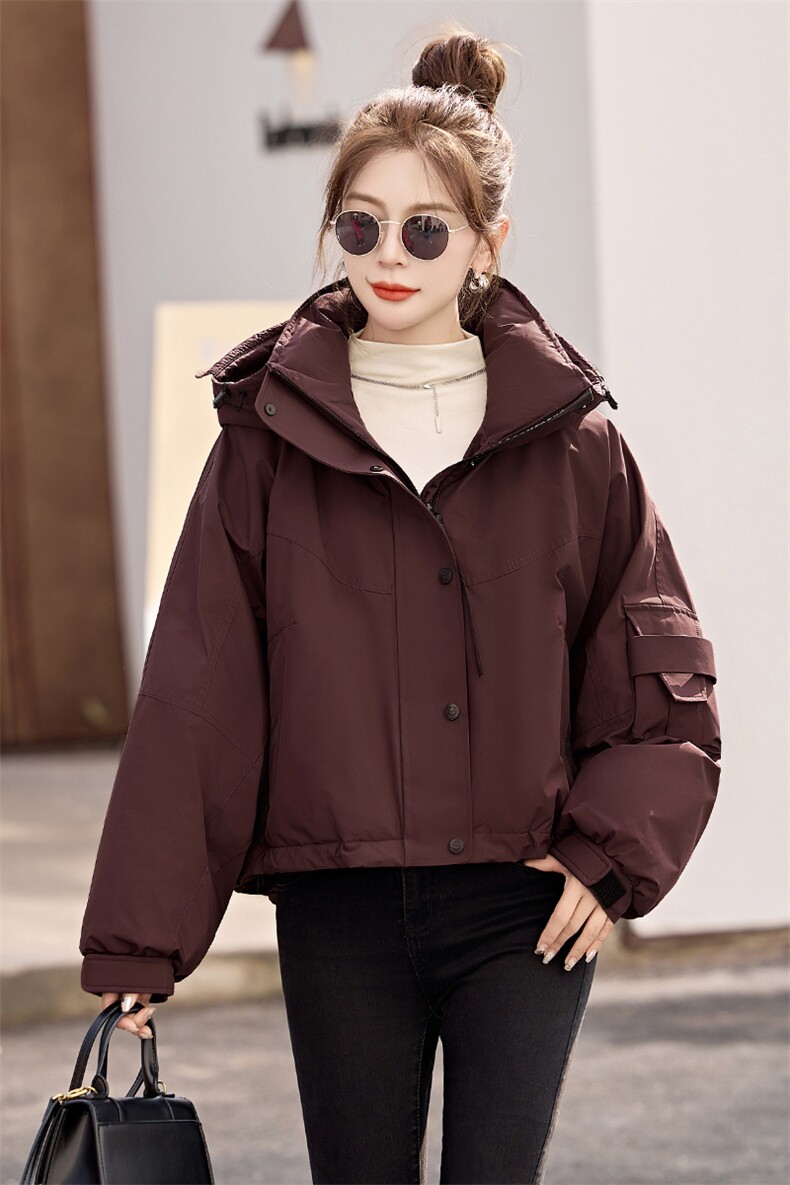 休闲保暖工装羽绒服女2024冬季新款小个子超好看派克服白鸭绒外套,女装羽绒服,依如秀(原杭风阁)