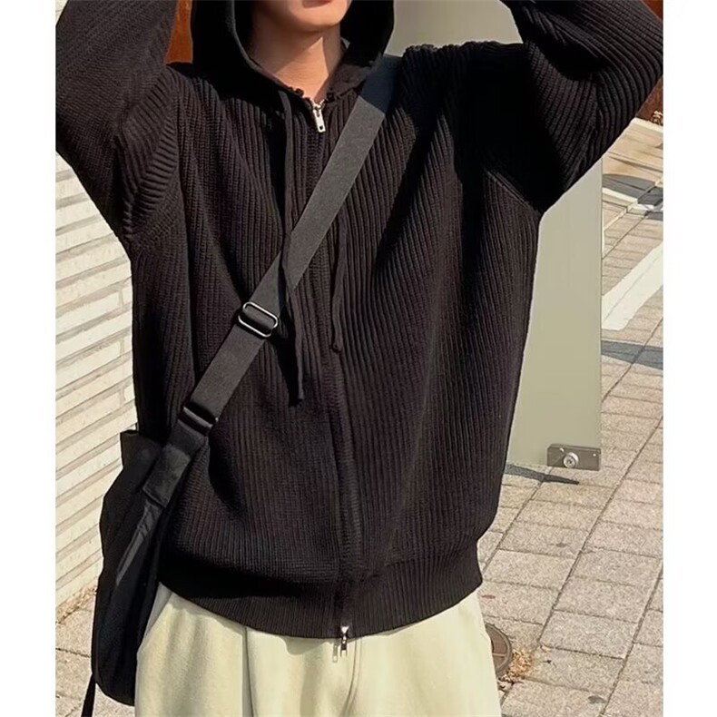 双拉链连帽针织毛衣外套男秋冬款韩版潮百搭情侣款上衣MY239P59，男装针织衫/毛衣，星座1013-5