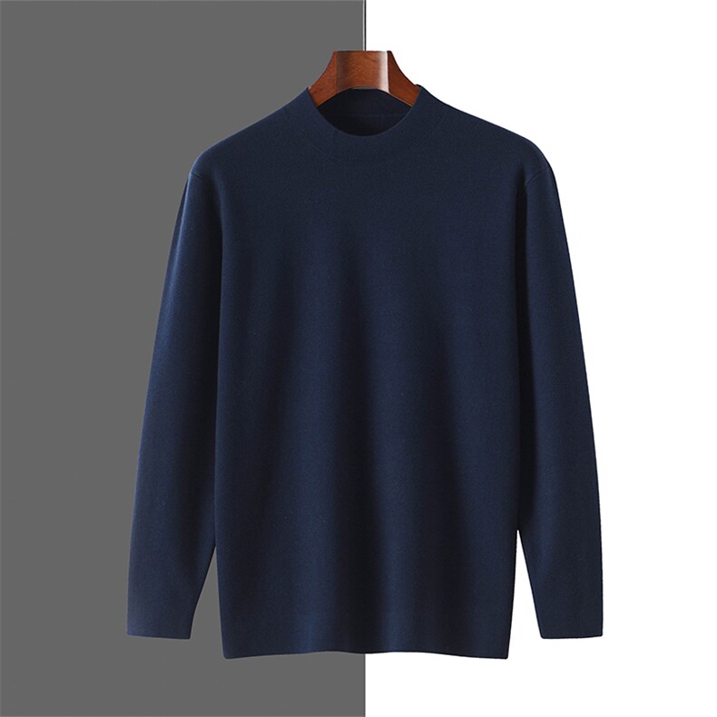 秋冬季精纺羊毛内搭圆领简约休闲商务羊毛衫男装，男装羊毛衫，米莲尼羊绒