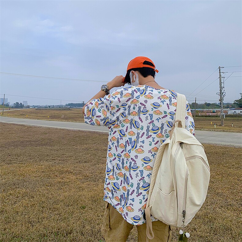 夏季新款印花短袖T恤男宽松镂空嘻哈潮流半袖,男装T恤,电商A161-2