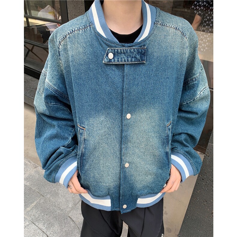 复古宽松水洗牛仔外套短款棒球服夹克休闲百搭夹克8948P76，男装工装外套，星座410-2