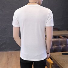夏季休闲T恤男五分袖短袖男圆领卫衣彩色多线条纹绿T9510，男装T恤，星座1207