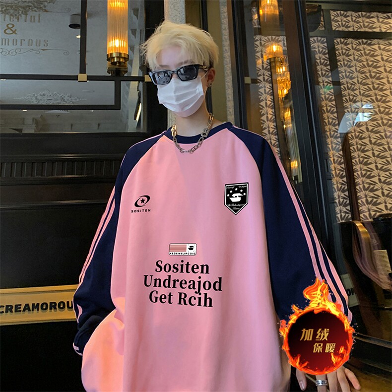 抖音得物供货 提供视频秋冬重磅美式宽松织带圆领卫衣07166图片