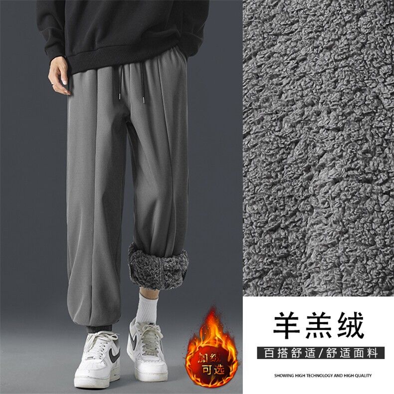 美式秋冬季时尚男休闲裤加绒保暖宽松潮流运动裤子JRK77-1特批-40图片