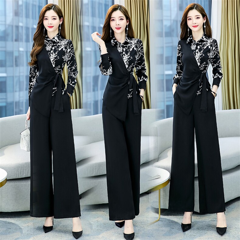 职业套装女2025年春秋新款时尚气质女神范干练工作服阔腿裤两件套，女装套装/套裙，依路服饰