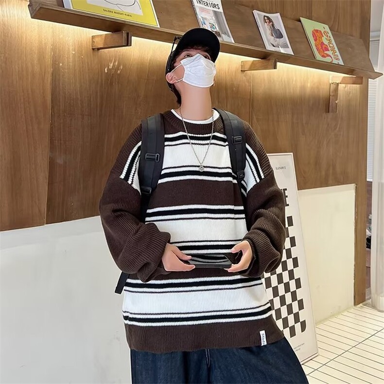毛衣男港味2023秋季高质量复古日系针织衫MA287P38,男装针织衫/毛衣,星座1116-2