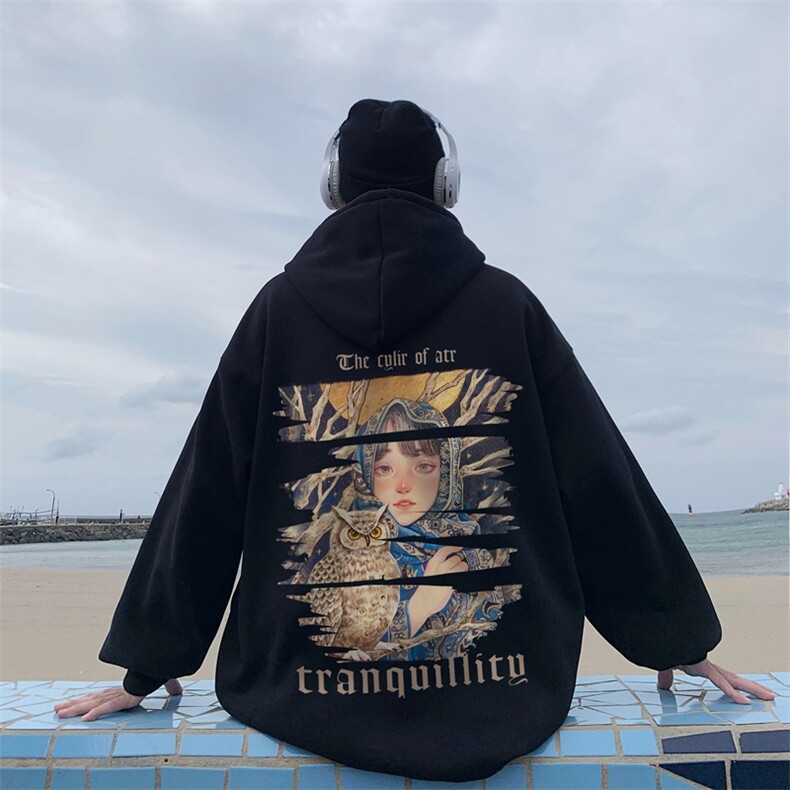 直播品质340克重磅纯色华棉美式卫衣连帽印花大码XZ517A-BK12303,男装卫衣,星座517A
