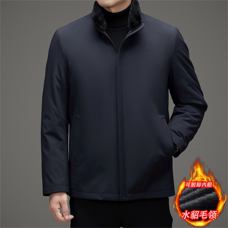 高端冬季新款中年水貂毛领派克服大衣男装中老年水貂内胆皮草外套,男装皮衣,钱塘723