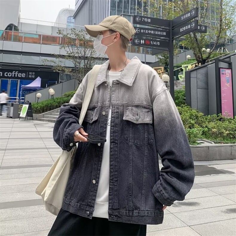 秋季高街ins港风上衣潮牌工装夹克渐变水洗牛仔外套男W6064-P63,男装夹克,星座512-2