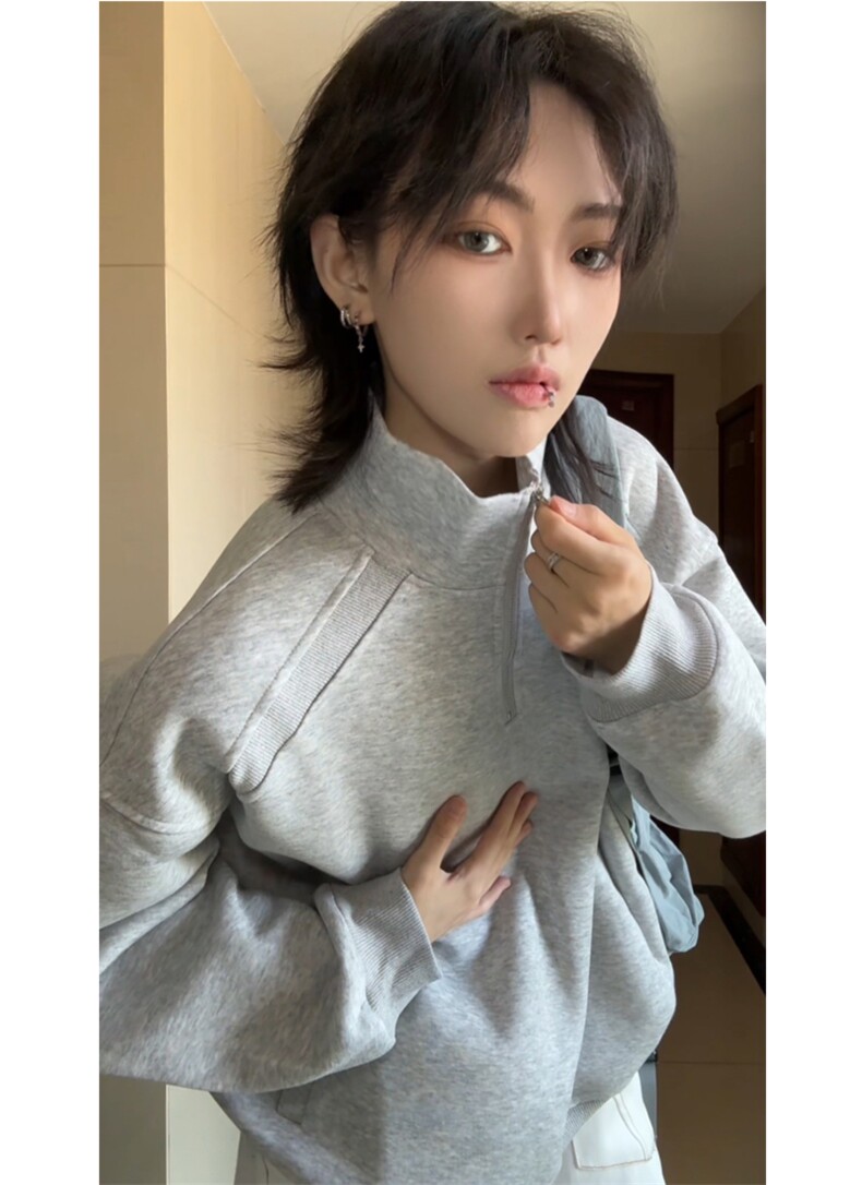 美式复古半拉链套头卫衣男女秋季宽松情侣百搭休闲上衣特P48,男装卫衣,电商C306-1