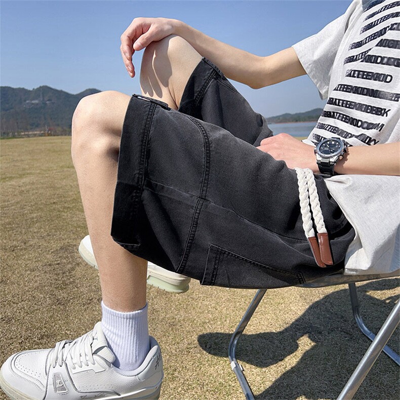 M-8XL 夏季宽松大码牛仔工装短裤五分裤XZ109-K2306-TP45图片