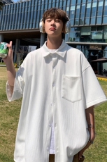 特批32无差价2025夏垂感薄款冰丝大码短袖衬衣男炸街半袖衬衫C847，男装衬衫，电商A001-1