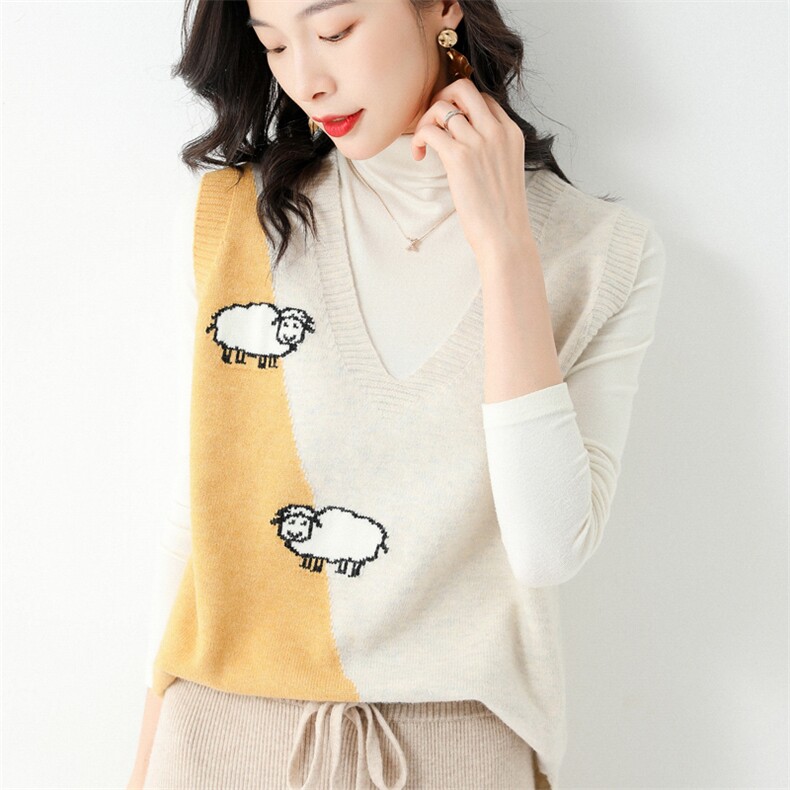 2025年秋季时尚百搭通勤简约休闲绵羊马甲，女装马甲，大美人包芯纱店