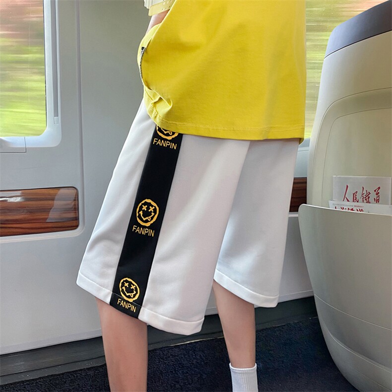 2023夏季新款港风外景大码侧边笑脸印花短裤M-5XHK21259-P25,男装休闲裤,电商A022