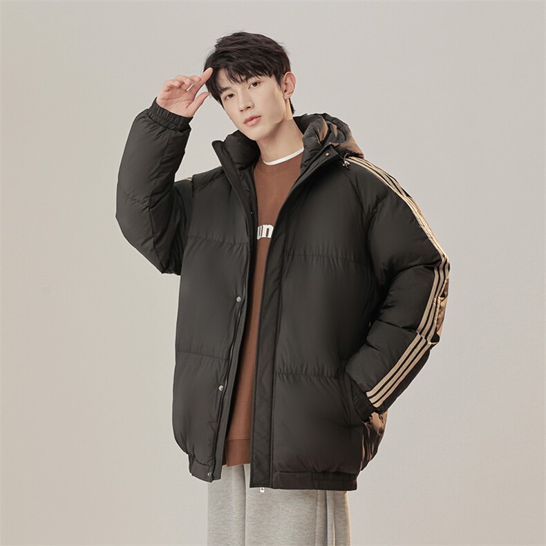 冬季港风三条杠撞色连帽棉衣加绒加厚拼色加厚棉衣外套MY6088P90，男装棉衣，电商A128