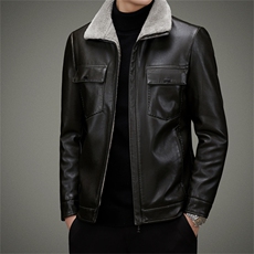 AW2201钱塘2020-3中年男士秋冬季厚款新款商务休闲皮衣外套P190，男装皮衣，钱塘207-3