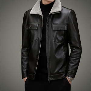 AW2201钱塘2020-3中年男士秋冬季厚款新款商务休闲皮衣外套P190图片