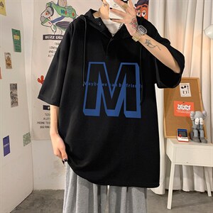 LD54260-P45NASA连帽短袖t恤男大码胖子带帽五分袖中袖海报风，男装T恤，电商A040