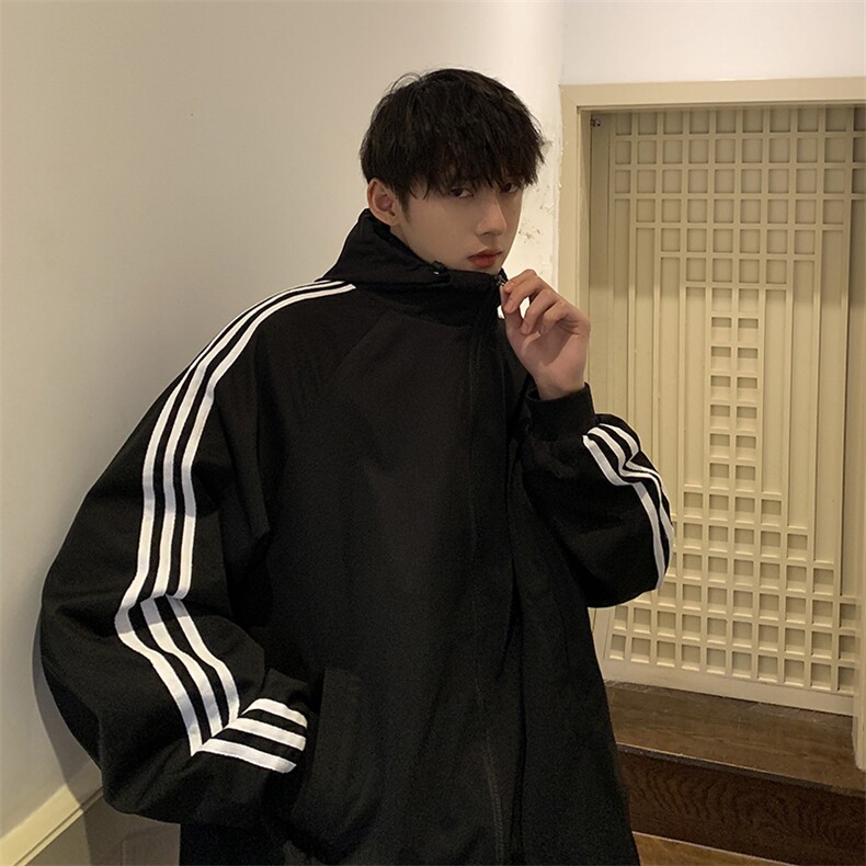 秋装三条杠连帽开衫夹克外套JK1001-P55控78,男装夹克,星座216(原A116)
