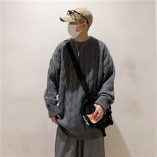 麻花毛衣男宽松慵懒ins韩版潮流情侣百搭纯色针织衫秋冬9019-P45,男装针织衫/毛衣,星座1008-1