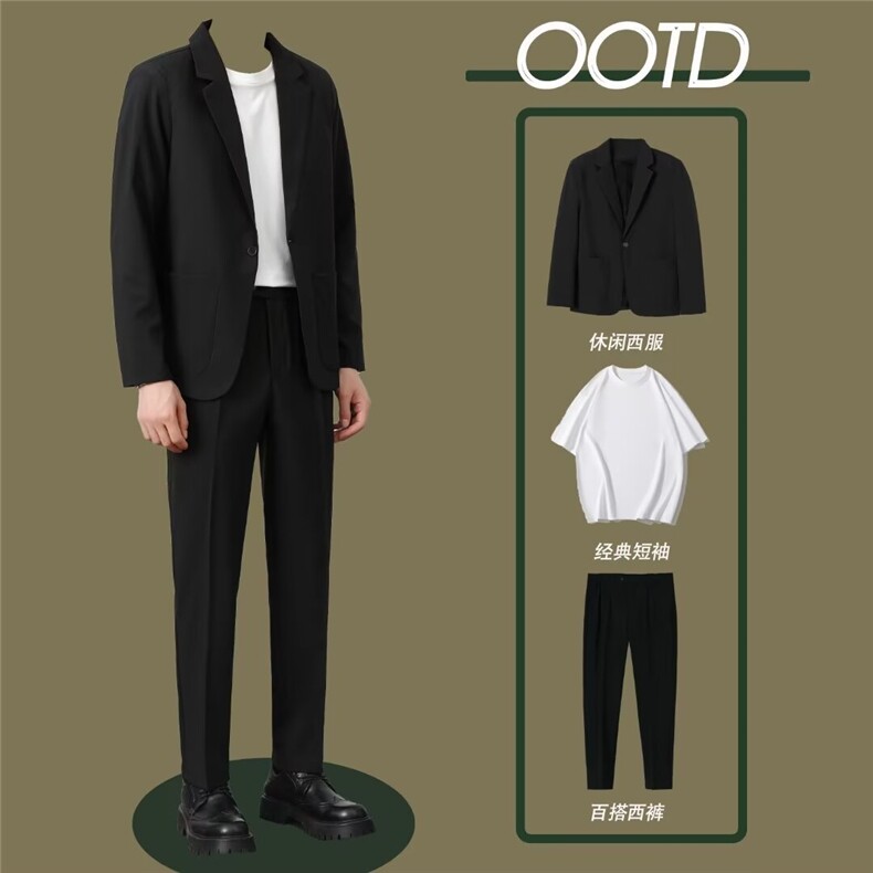 F560P130小西装男外套INS高级感潮流韩版宽松西服套装图片