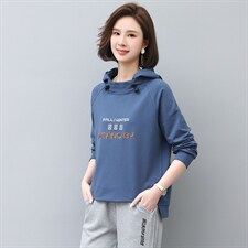 2022年秋季新款刺绣卫衣女连帽衫韩版休闲百搭长袖上衣服女棉，女装卫衣/绒衫，忆绮罗