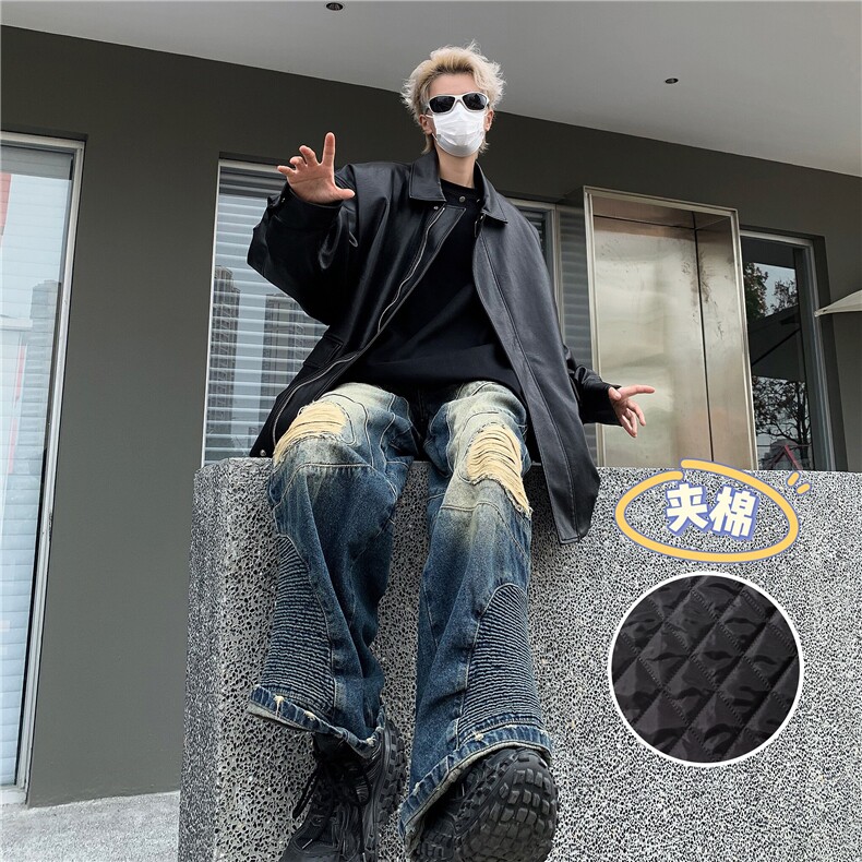 DM8026-夹棉P78秋冬季新款重磅复古夹棉潮牌痞帅机车皮衣男装外套,男装皮衣,星座603-2