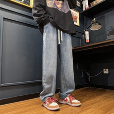 直筒牛仔裤男秋潮牌宽松休闲复古潮流百搭阔腿长裤N068-P38，男装牛仔裤，星座308B-1