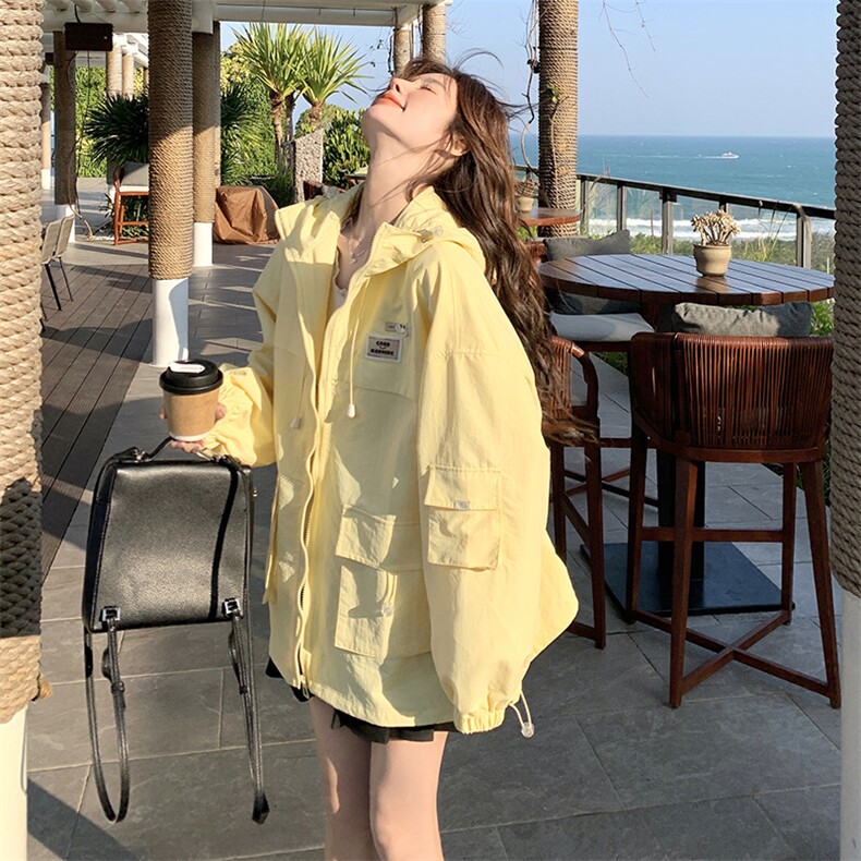 黄色工装风衣外套女春秋2025新款学院风韩系减龄爆款奶乎乎上衣,女装短外套,2C201