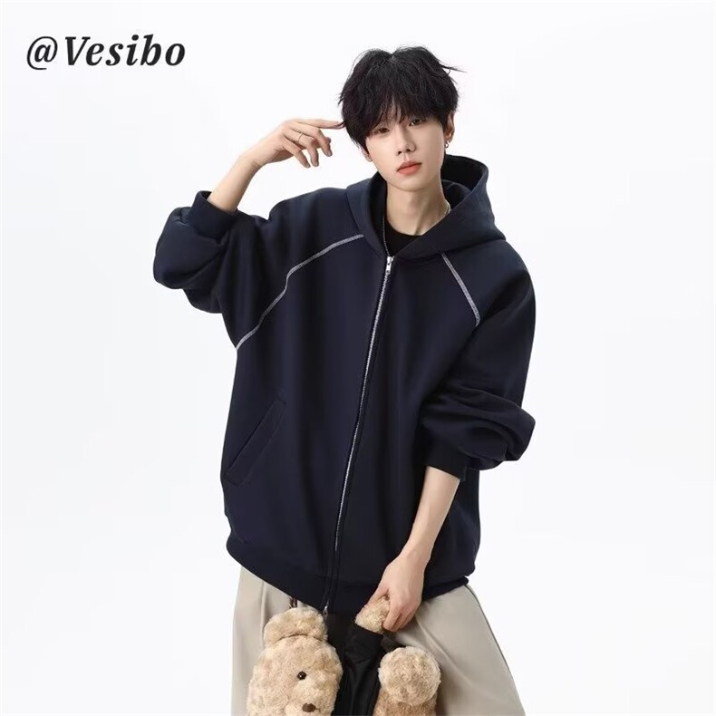 1506/QW3480/P49美式开衫连帽卫衣外套百搭夹克宽松潮流男装,男装夹克,星座1506