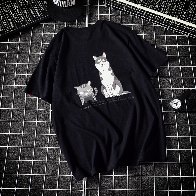 猫狗印花短袖T恤男加肥大码胖人M-6XL半袖潮牌QT5070-T2004,男装T恤,星座810(原QT5070)