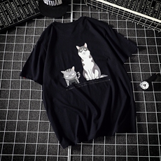 猫狗印花短袖T恤男加肥大码胖人M-6XL半袖潮牌QT5070-T2004，男装T恤，星座810(原QT5070)
