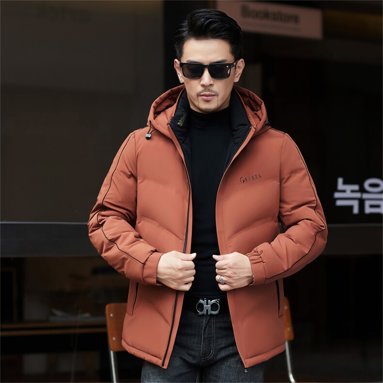 冬季白鸭绒加厚羽绒服短款可脱卸帽休闲简约防寒潮服外套男装,男装羽绒服,钱塘6003（原4033）