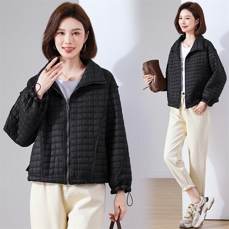 现货2024冬季新款宽松百搭休闲绗棉轻薄款棉衣,女装棉衣/棉服,深水步