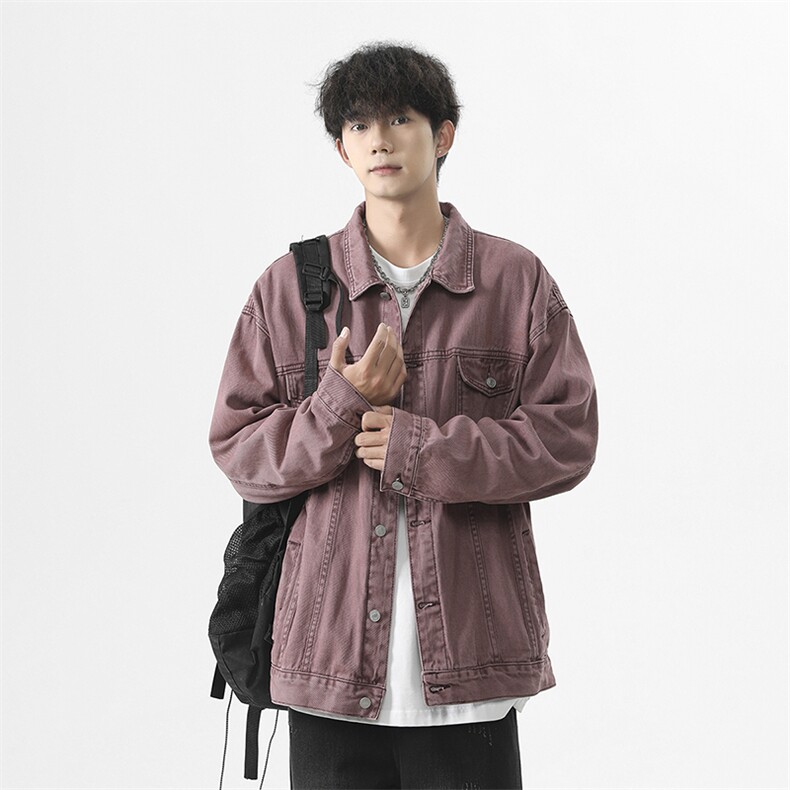 2026年新款港风日系水洗做旧拼接款翻领牛仔夹克外套JK1396-P83,男装工装外套,星座313A(原308A-2)