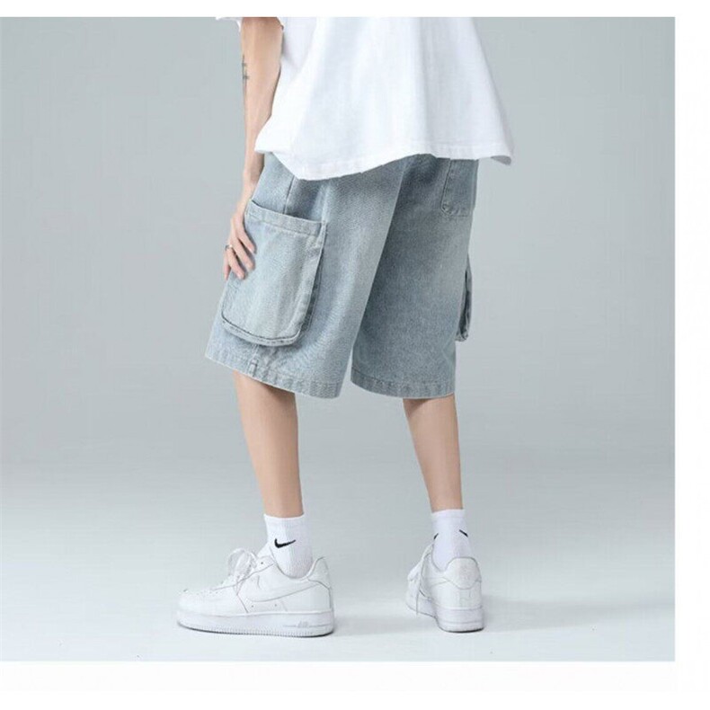 牛仔短裤男破洞做旧男款港风潮牌夏季宽松五分裤D5023-P40,男装牛仔裤,星座1001-1