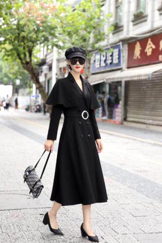 斗篷式可拆卸两穿，风衣裙，女装风衣，澳洛菲