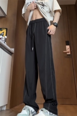 黑色垂感阔腿裤夏季薄款凉感冰丝裤子男设计感弯刀裤310A-510-P20，男装休闲裤，四季星座310A