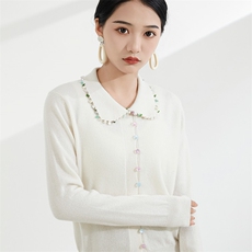 2024秋季新款单排扣翻领长袖开衫休闲百搭羊绒，女装羊绒衫，恒爱羊绒