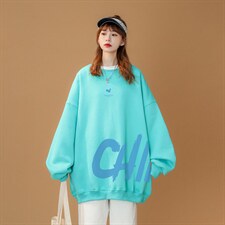 中性22秋季港风潮流印花宽松情侣休闲套头圆领卫衣W146P30控48，男装卫衣，A247A