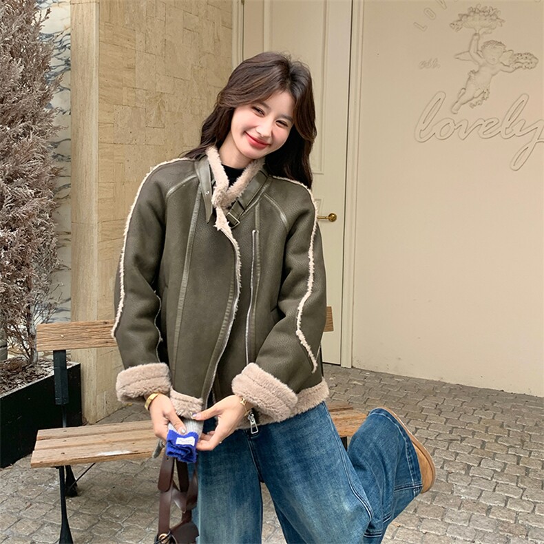 设计感皮毛一体机车服外套2603P205K308,女装皮草,2C029